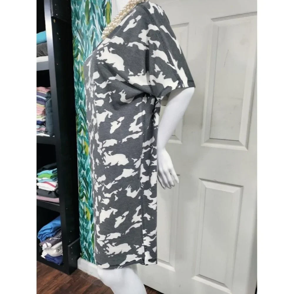 NWT Nally & Millie Short Sleeve Camouflage Print Mini Dress Gray Women's - Picture 4 of 8